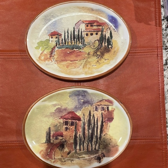 2PC William Sonoma Tuscan Landscape Appetizer Plates - Picture 1 of 4